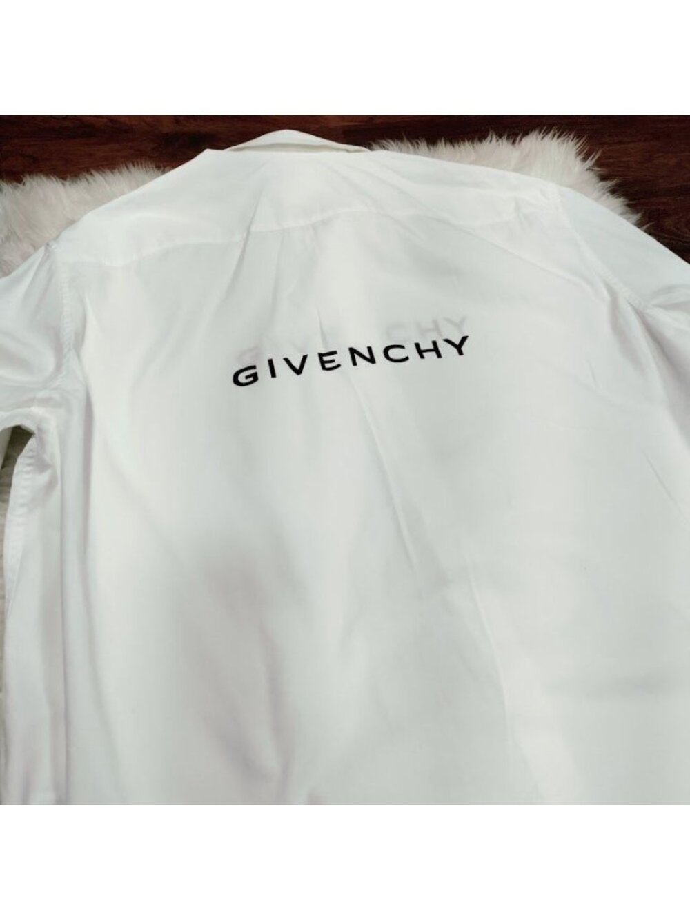 Givenchy Mens Classic Fit M White Cotton Button-Up Shirt With Logo Design - Picture 14 of 16